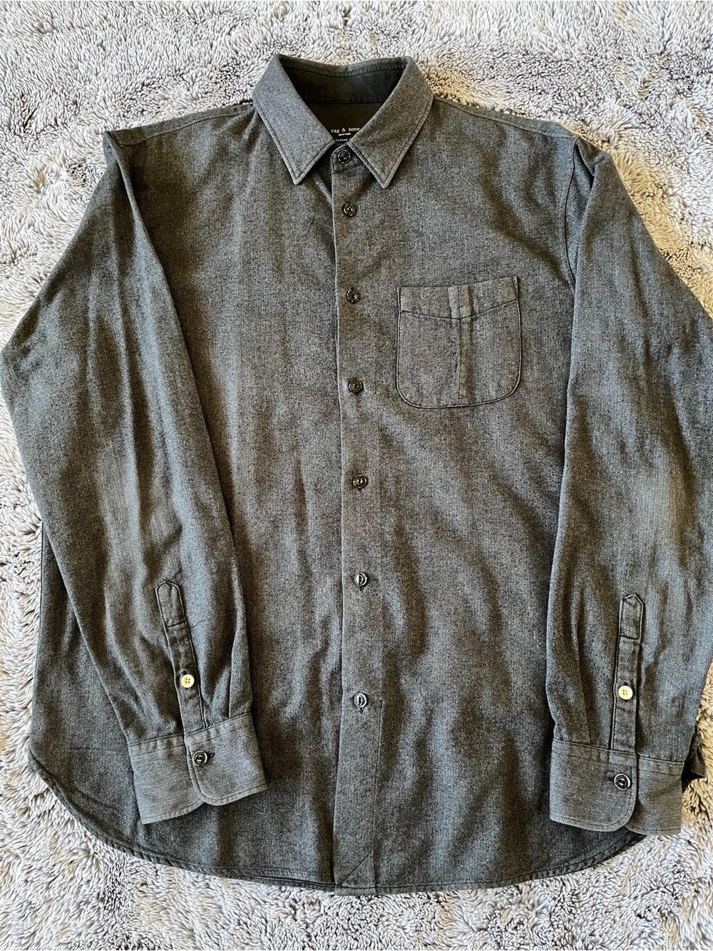 Stunning Rag & Bone Grey Long-Sleeve Button-Up Shirt - 100% cotton sz XL